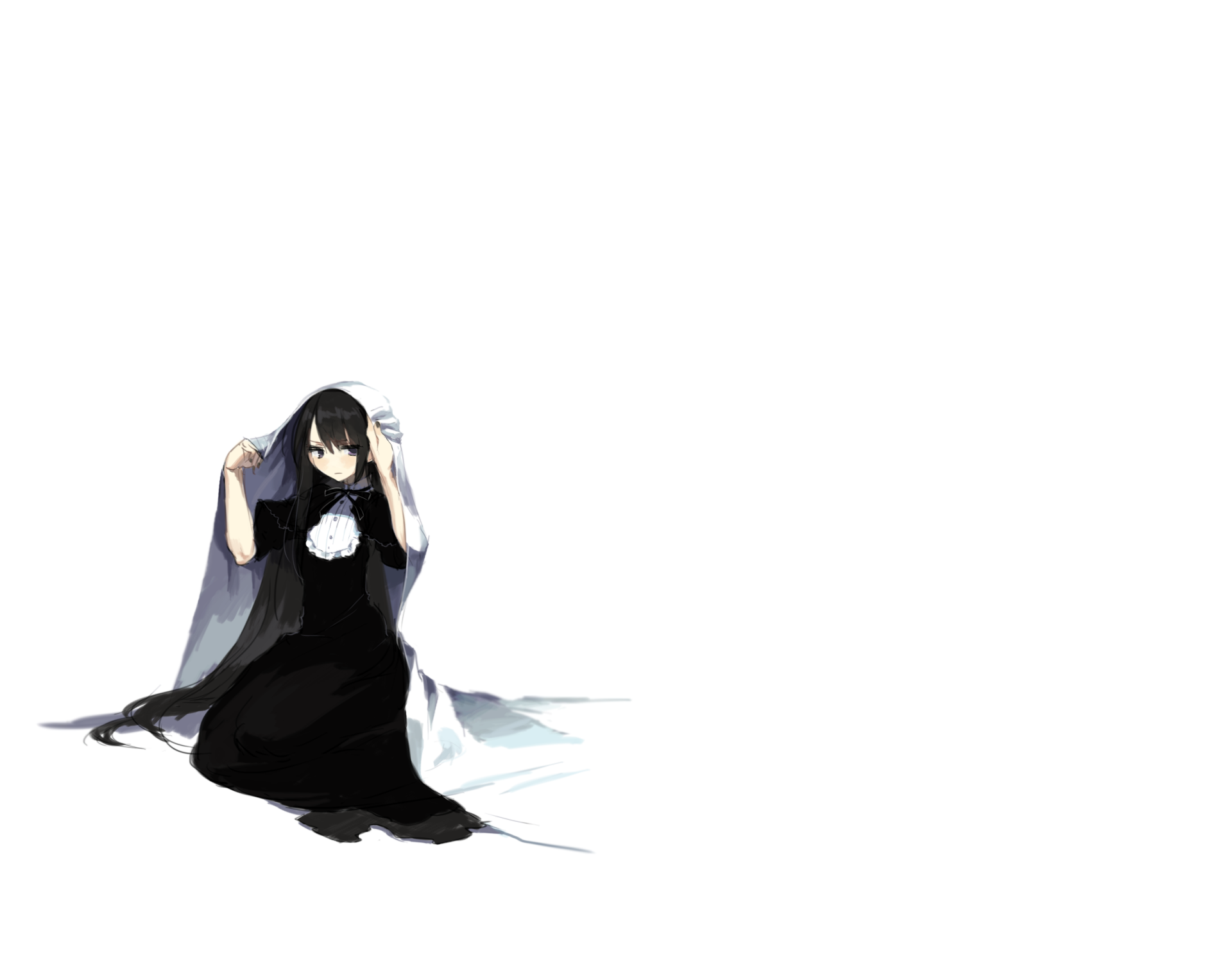 Homura Akemi from Puella Magi Madoka Magica depicted in a minimalist style on a 4K Ultra HD anime PC desktop wallpaper background.