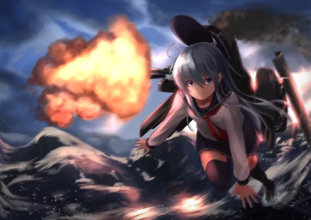 thigh highs Hibiki (Kancolle) Anime Kantai Collection HD Desktop Wallpaper | Background Image