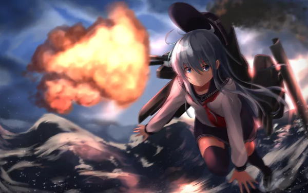 thigh highs Hibiki (Kancolle) Anime Kantai Collection HD Desktop Wallpaper | Background Image