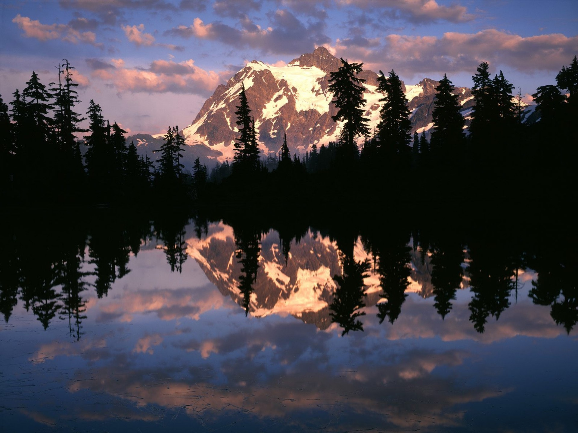 Download Snow Forest Water Lake Reflection Dawn Sunrise Nature Mountain ...