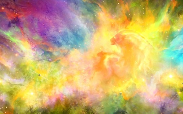 Sci Fi Nebula Space Lion Colorful HD Wallpaper | Background Image