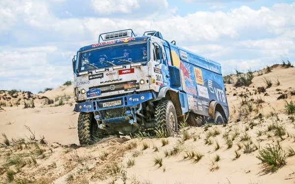 Sports Rallying Desert Sand Dune Vehicle Truck Kamaz Red Bull HD Wallpaper | Background Image