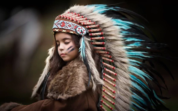 headdress native american little girl photography child HD Desktop Wallpaper | Background Image
