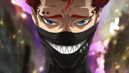 HD desktop wallpaper featuring Zora Ideale from the anime Black Clover. The character wears a black mask with a wide grin, against a colorful, dynamic background.