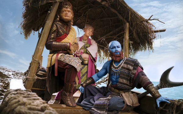 HD wallpaper featuring characters from The Monkey King 3: Kingdom of Women, posed in a fantastical setting.