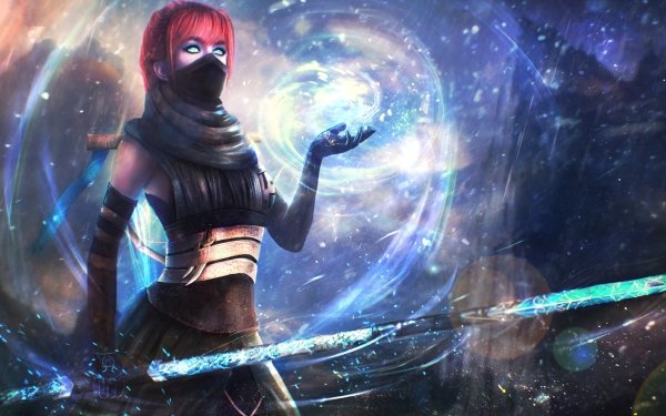 Video Game Guild Wars 2 Guild Wars Red Hair Blue Eyes Woman Warrior Magic Weapon HD Wallpaper | Background Image