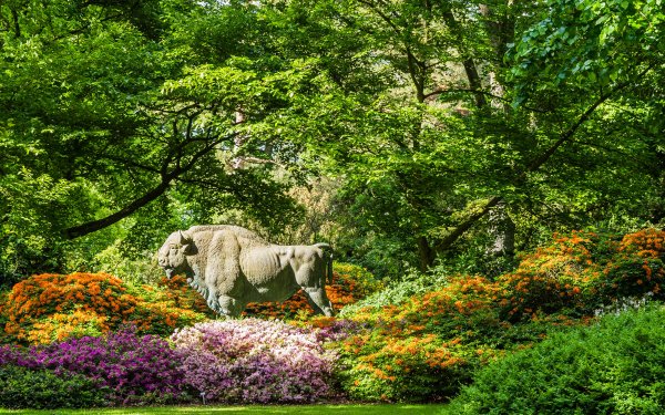 Photography Park Flower Statue Greenery Garden HD Wallpaper | Background Image