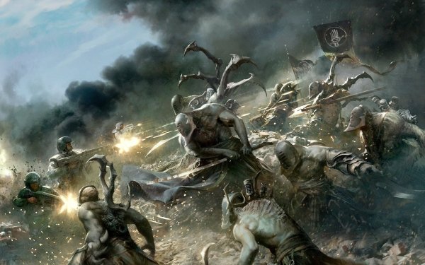 Video Game Warhammer 40K Warhammer Battle Creature Warrior Banner Sword HD Wallpaper | Background Image