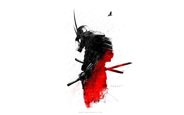 Fantasy Samurai Drawing Gas Mask HD Wallpaper | Background Image