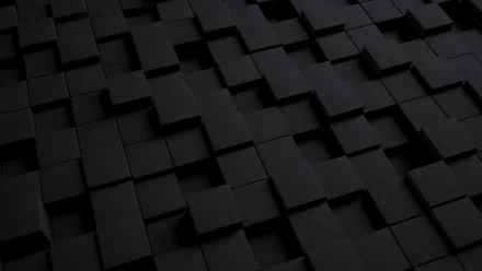 HD PC desktop wallpaper featuring a 3D abstract design of black cubes arranged in a geometric pattern with a sleek, modern aesthetic.