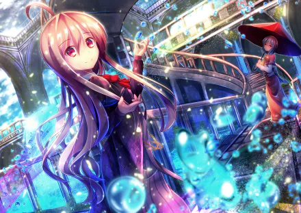 blue hair pink hair Anime Original HD Desktop Wallpaper | Background Image