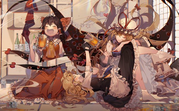 Anime Touhou Reimu Hakurei Marisa Kirisame Yukari Yakumo HD Wallpaper | Background Image