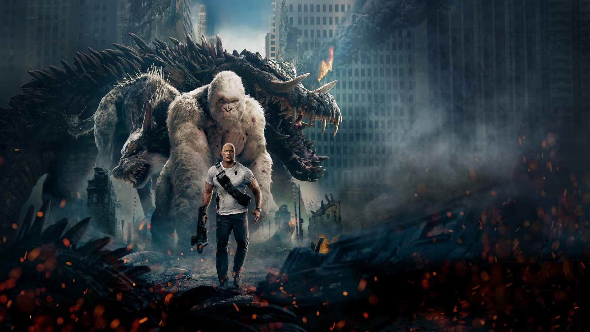 Rampage 2018 Dwayne Johnson Vs Giant Gorilla Wolf Crocodile In 8K 