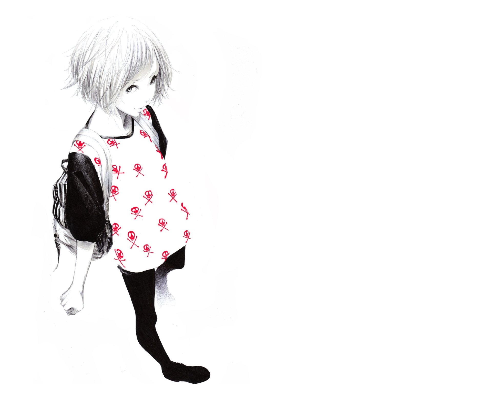 Download Bag Smile Short Hair Anime Original HD Wallpaper by 爽々
