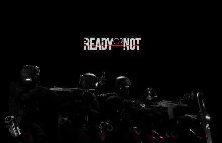 HD desktop wallpaper featuring armed figures and the text Ready or Not against a dark background.