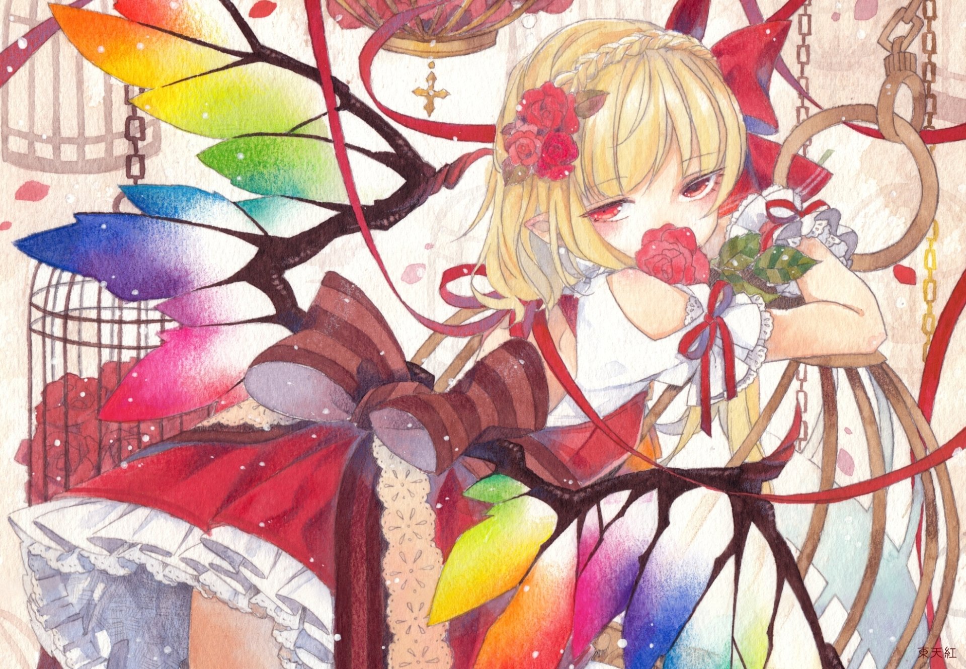 Download Flandre Scarlet Anime Touhou HD Wallpaper by 東天紅