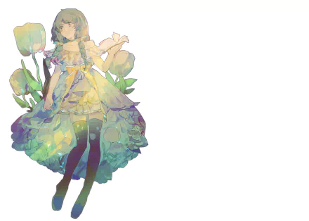 bow (Clothing) book flower braid long hair Anime Original HD Desktop Wallpaper | Background Image