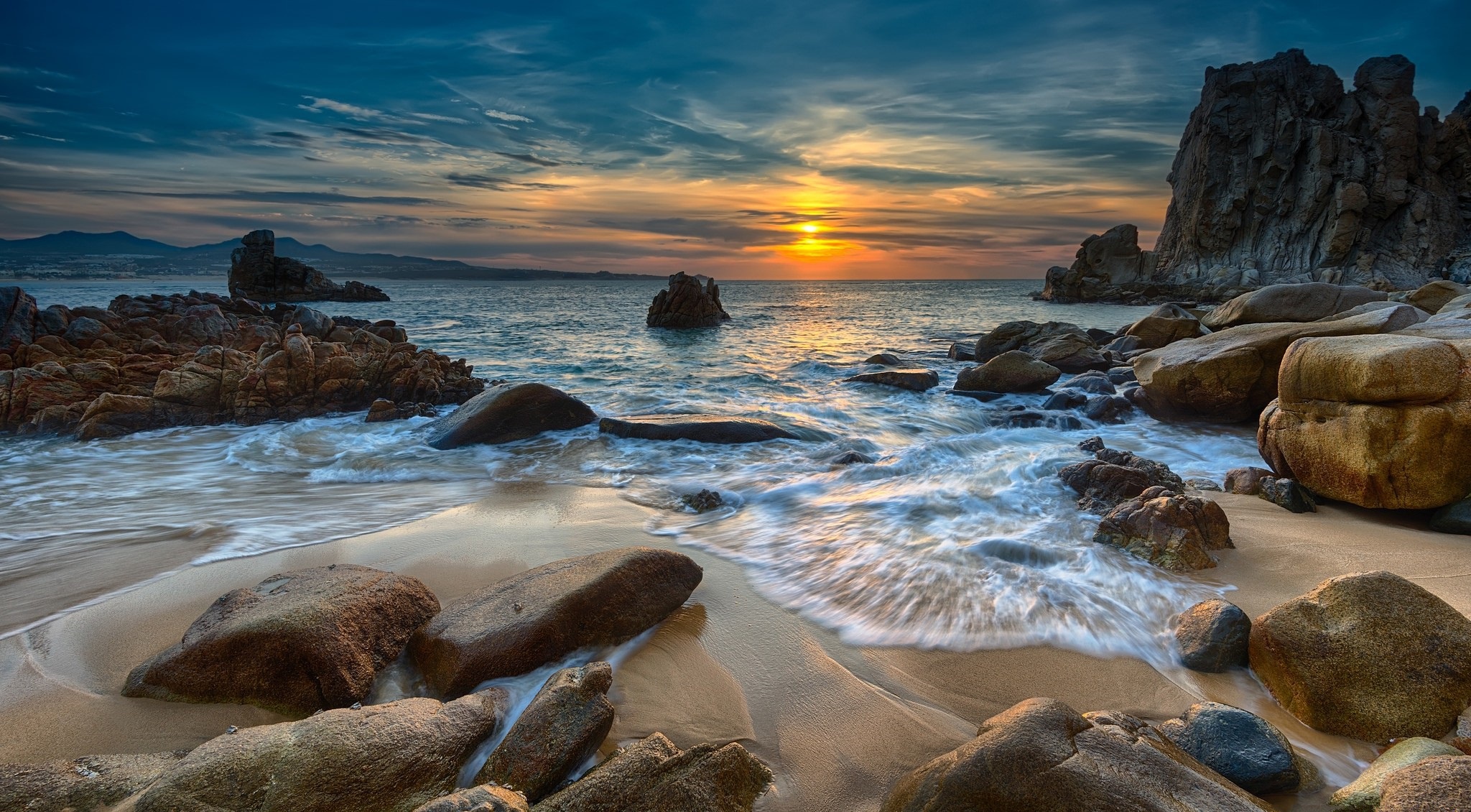 Download Coast Ocean Horizon Nature Sunset HD Wallpaper