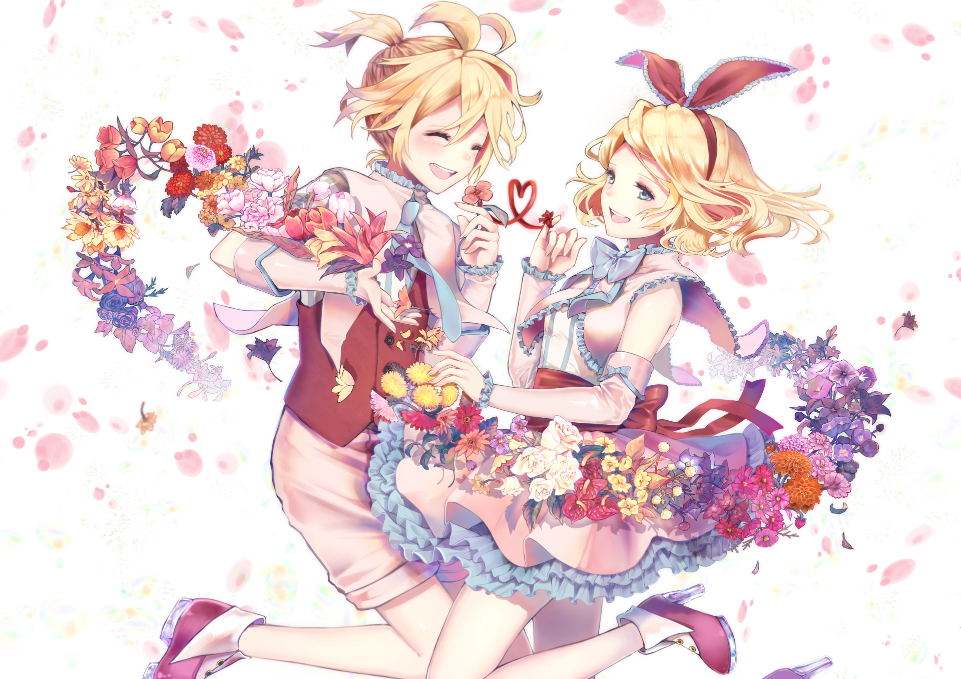 Download Len Kagamine Rin Kagamine Anime Vocaloid HD Wallpaper by きゃしー