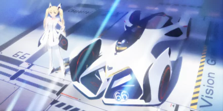 yellow eyes twintails car blonde long hair Anime Original anime car HD Desktop Wallpaper | Background Image