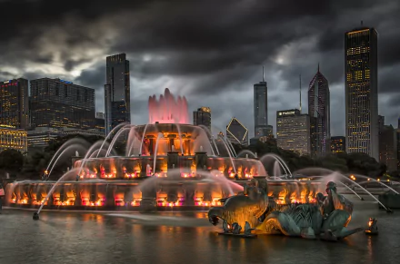skyscraper building Chicago USA city fountain man made Buckingham Fountain HD Desktop Wallpaper | Background Image