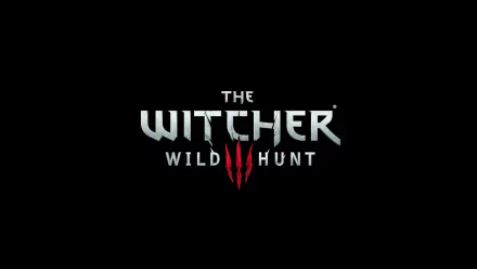 HD PC desktop wallpaper featuring the logo of the video game The Witcher 3: Wild Hunt on a black background.