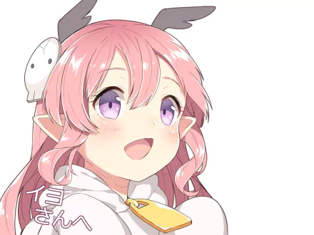 Anime-style 4K Ultra HD desktop wallpaper featuring Ruki from Senyu with pink hair and purple eyes against a white background.