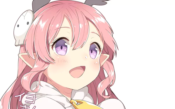 Anime-style 4K Ultra HD desktop wallpaper featuring Ruki from Senyu with pink hair and purple eyes against a white background.