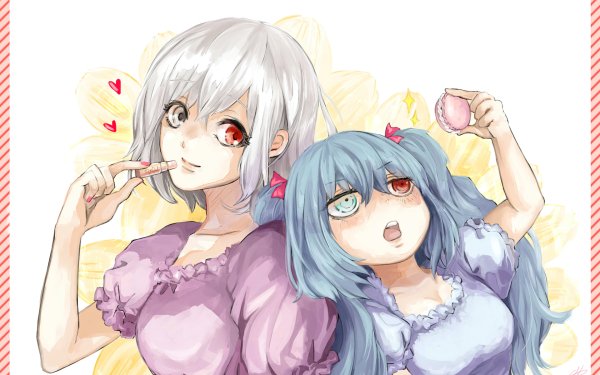 Anime Tokyo Ghoul:re Saiko Yonebayashi Heterochromia Lipstick Smile White Hair Blue Hair Long Hair Red Eyes Tokyo Ghoul Pink Dress Purple Dress Ken Kaneki Haise Sasaki HD Wallpaper | Background Image