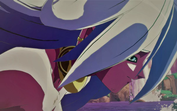 Close-up 4K Ultra HD image of Android 21 from Dragon Ball FighterZ, showcasing vivid colors and detailed design for PC desktop wallpaper and background.