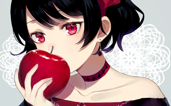 Anime Original Apple Short Hair Red Eyes HD Wallpaper | Background Image