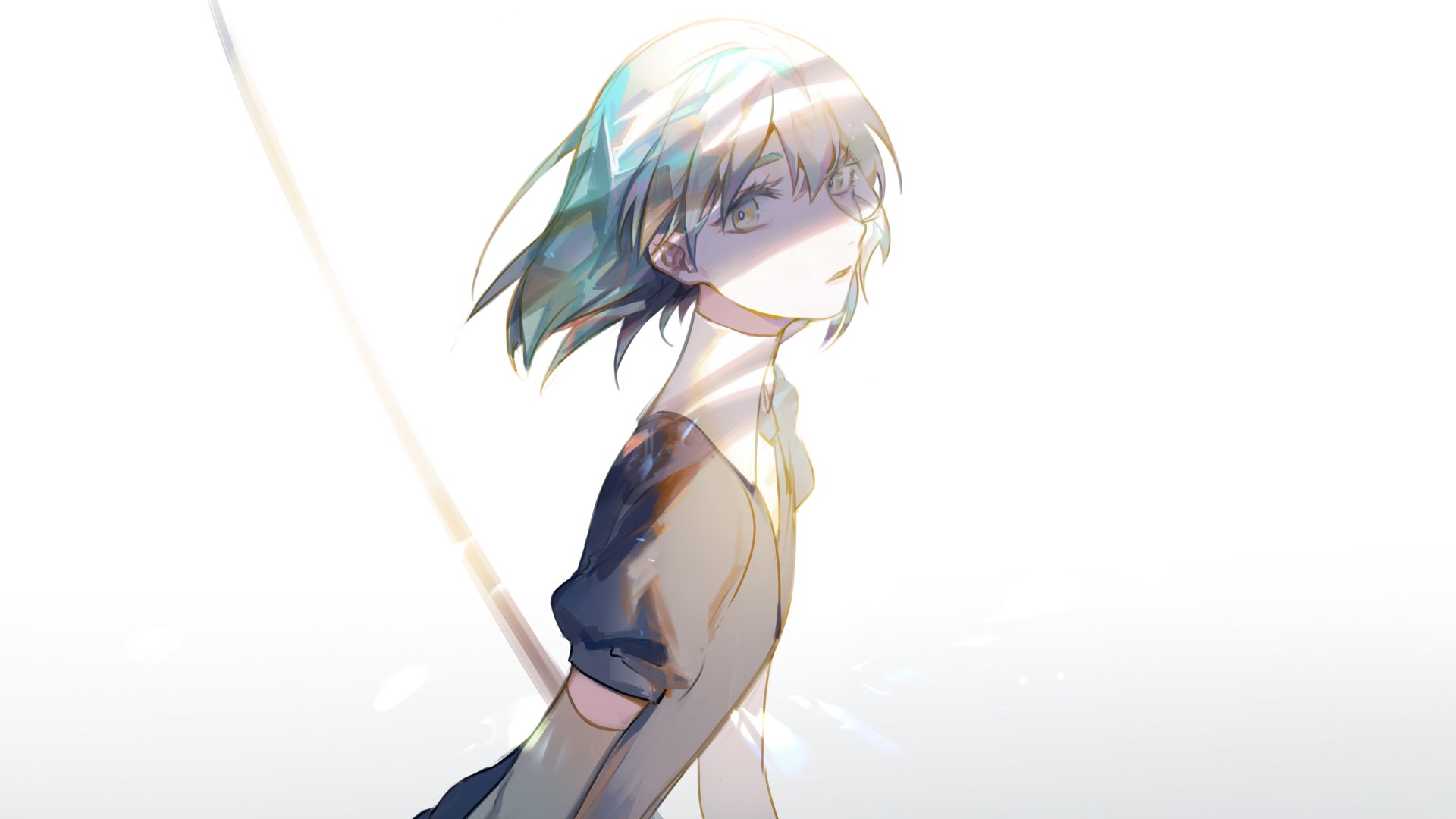 Diamond from Land of the Lustrous anime in a luminous, ethereal style, featured as a 4K Ultra HD PC desktop wallpaper and background.