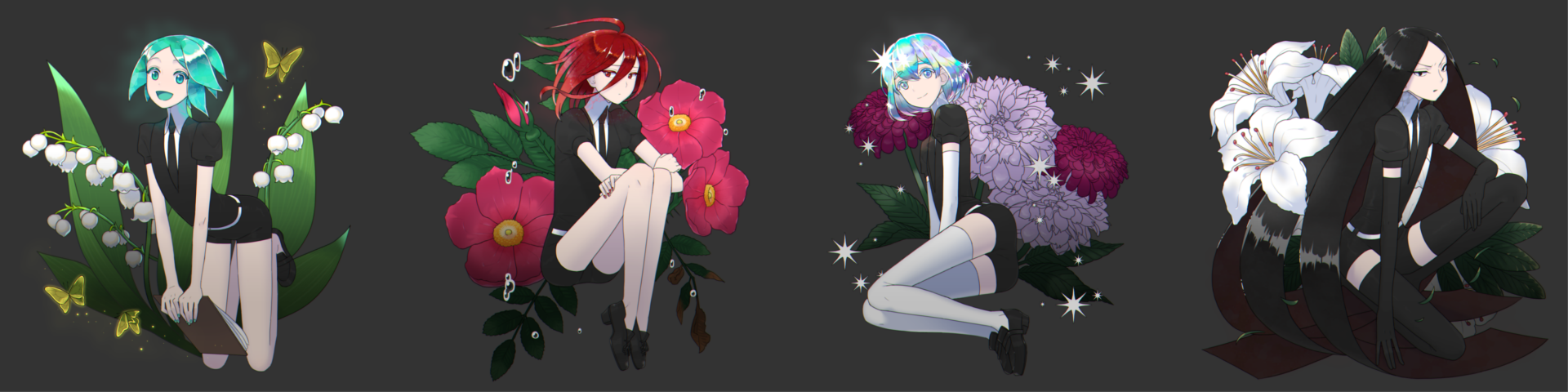 Download Diamond (Land Of The Lustrous) Cinnabar (Land Of The Lustrous) Phosphophyllite (Land Of The Lustrous) Bort (Land Of The Lustrous) Anime Land Of The Lustrous Wallpaper by ふわふわ