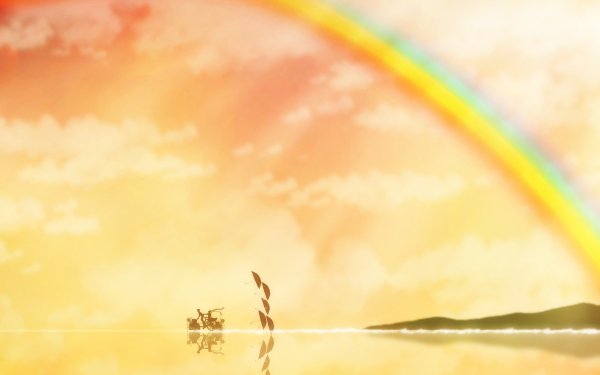 Anime Original Rainbow Bike Umbrella HD Wallpaper | Background Image