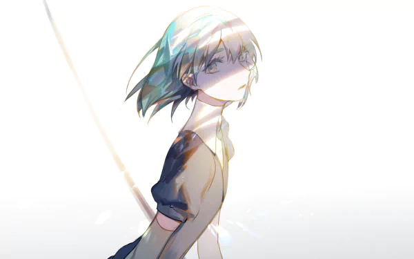 Diamond from Land of the Lustrous anime in a luminous, ethereal style, featured as a 4K Ultra HD PC desktop wallpaper and background.