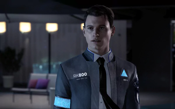 Connor from Detroit: Become Human is depicted in this 4K Ultra HD PC desktop wallpaper, showcasing the detailed design from the video game.