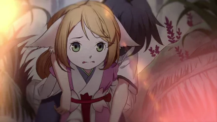 Anime-style HD desktop wallpaper from Fox Spirit Matchmaker featuring Tushan Susu and Bai Yuechu in a dynamic, glowing scene.