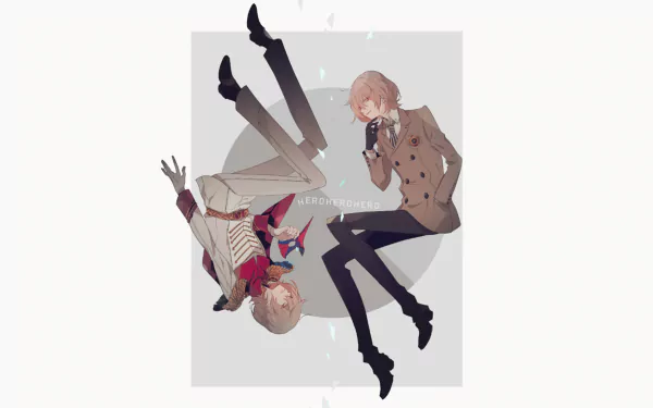 HD PC desktop wallpaper featuring Goro Akechi from the video game Persona 5, showcasing two stylized poses against a light background.