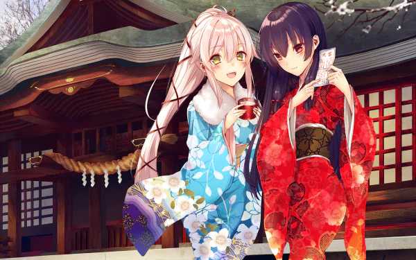 New Year Isokaze (Kancolle) Yura (Kancolle) Anime Kantai Collection HD Desktop Wallpaper | Background Image