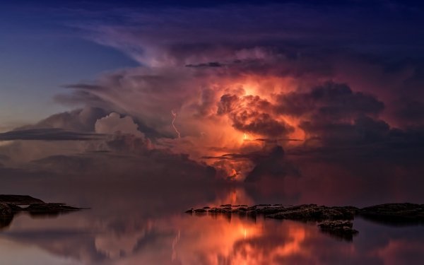 Earth Storm Ocean Cloud Thunderstorm Twilight HD Wallpaper | Background Image