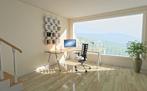 Man Made Room Computer Chair Desk Furniture HD Wallpaper | Background Image