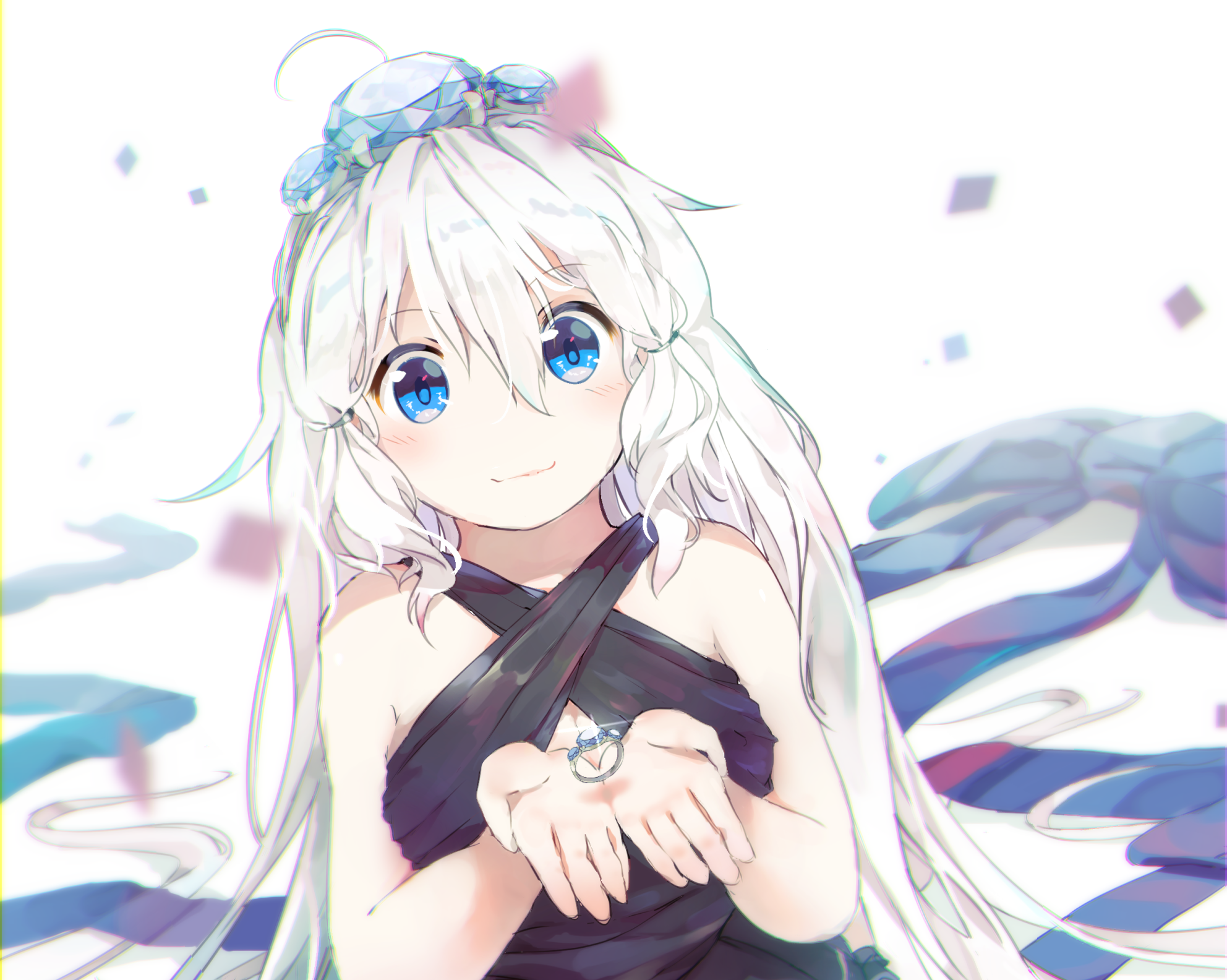 Download White Hair Blue Eyes Ring Long Hair Anime Original HD ...