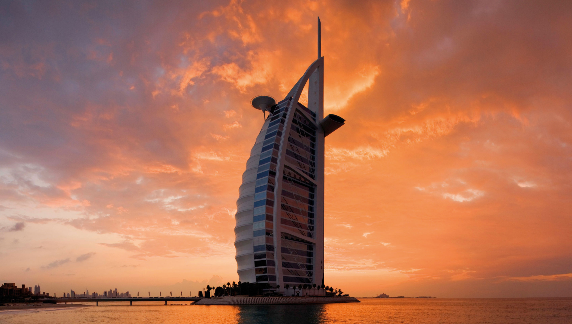 Burj Al Arab Dubai, United Arab Emirates at Sunset Papel de Parede HD