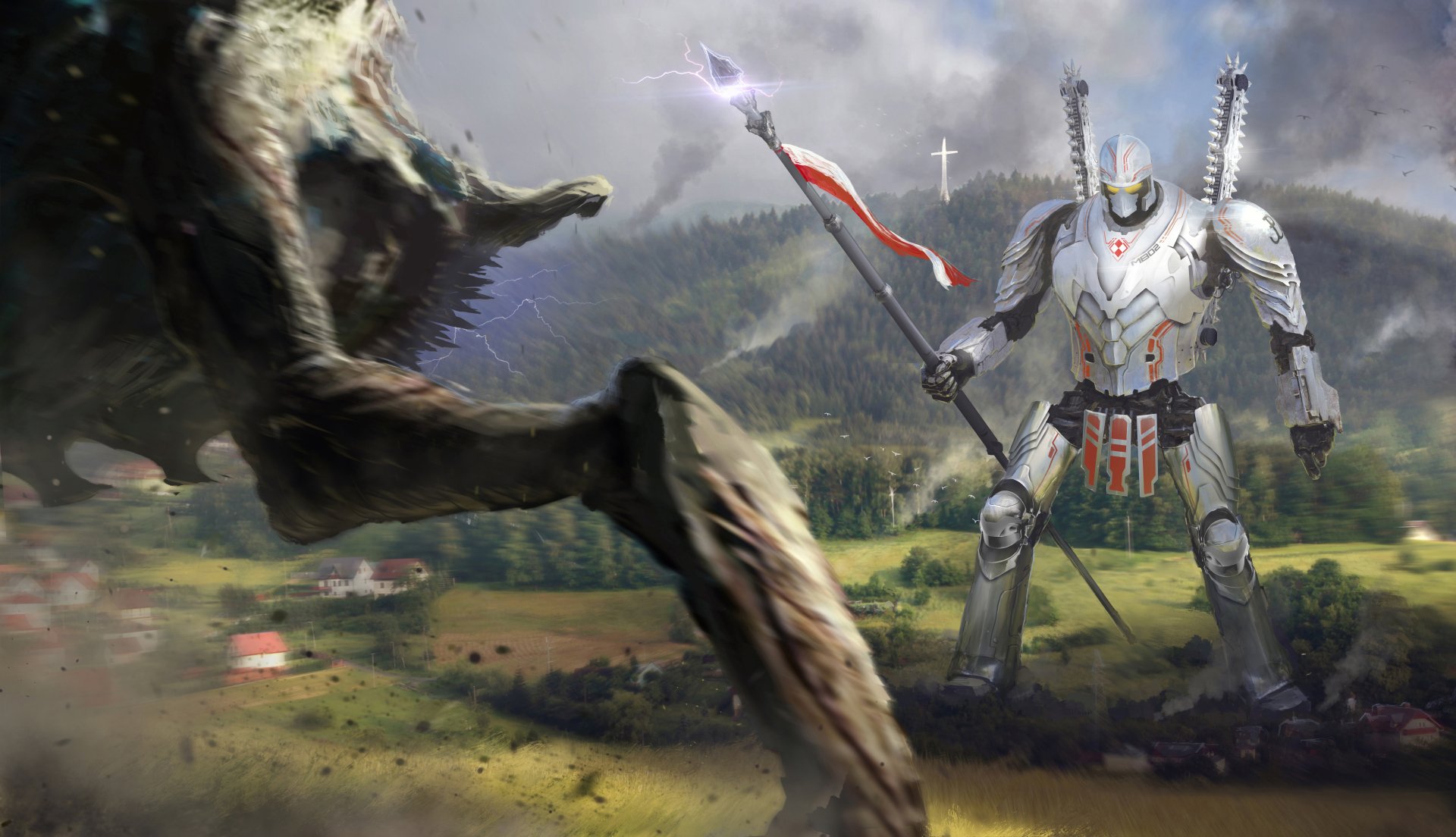 Download Spear Creature Sci Fi Robot 8k Ultra HD Wallpaper by Filip Dudek