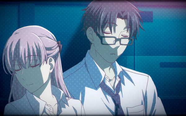 HD wallpaper featuring Hirotaka Nifuji and Narumi Momose from the anime Wotaku ni Koi wa Muzukashii, depicting a serene moment between the two characters.