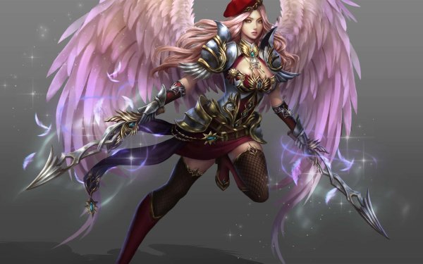 Fantasy Angel Warrior Angel Pink Hair Long Hair HD Wallpaper | Background Image