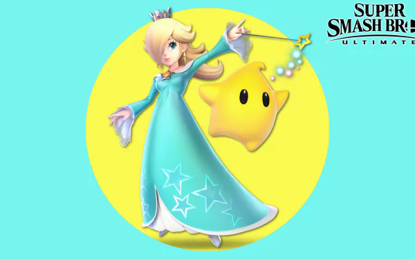 HD PC wallpaper featuring Rosalina from Super Mario with a Luma star, themed around Super Smash Bros. Ultimate.