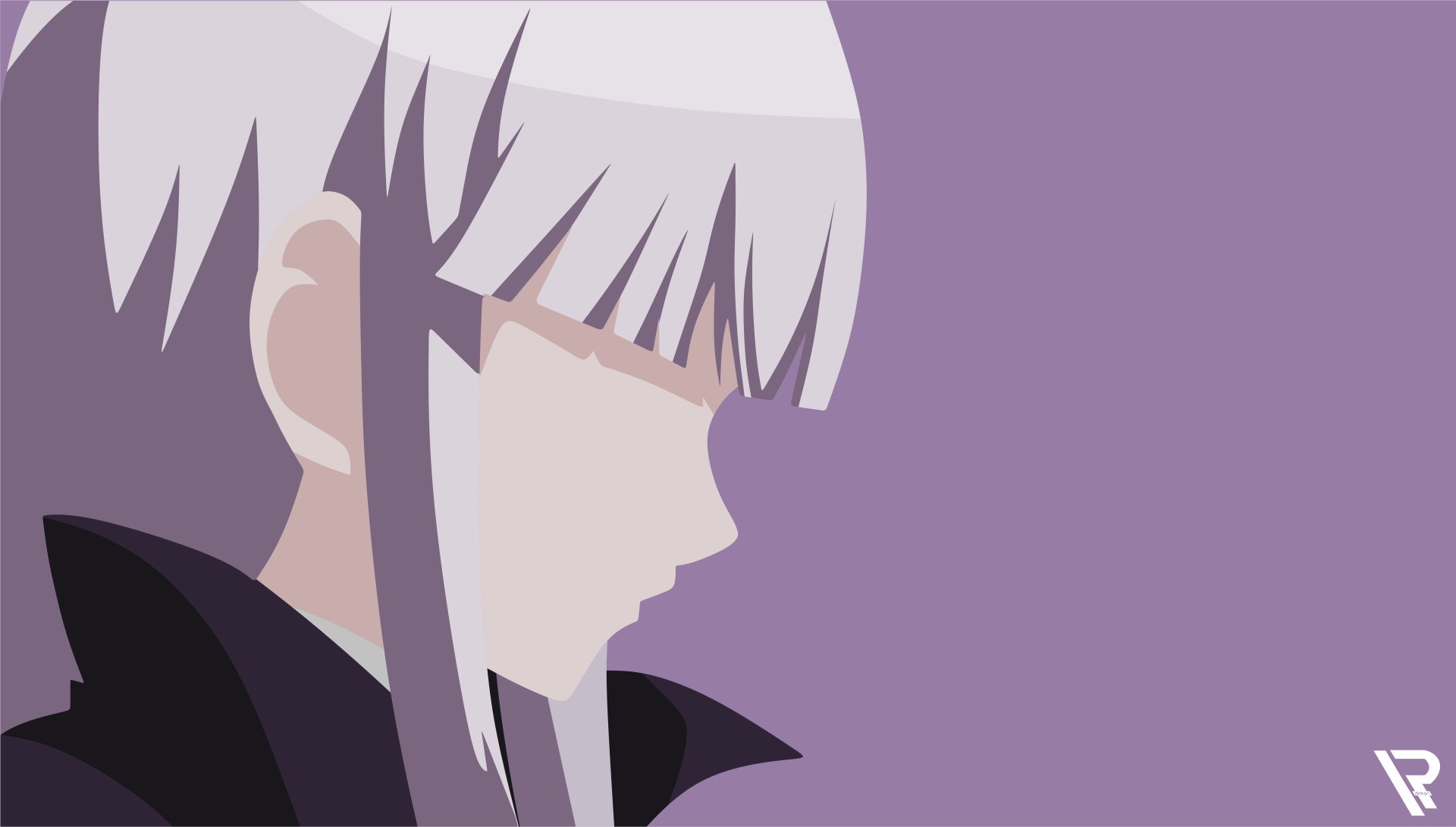 8K Ultra HD PC desktop wallpaper of Kyōko Kirigiri from Danganronpa — anime side-profile close-up in muted purple tones with soft shadows