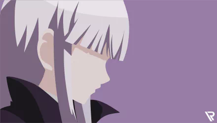 8K Ultra HD PC desktop wallpaper of Kyōko Kirigiri from Danganronpa — anime side-profile close-up in muted purple tones with soft shadows