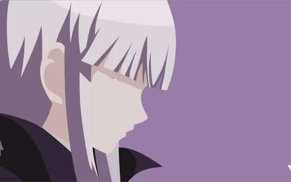 8K Ultra HD PC desktop wallpaper of Kyōko Kirigiri from Danganronpa — anime side-profile close-up in muted purple tones with soft shadows